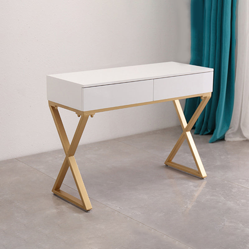 Contatore per trucco bianco brillante 15,74 "tavoli da vanità larghi con 2 cassetti