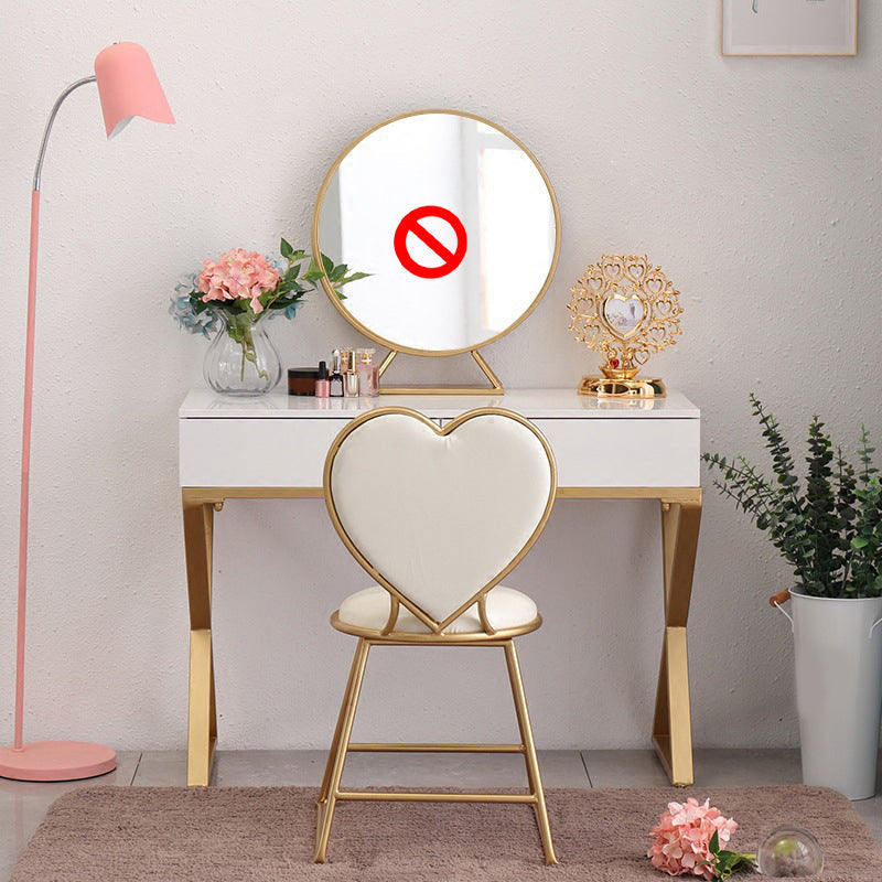 Contatore per trucco bianco brillante 15,74 "tavoli da vanità larghi con 2 cassetti