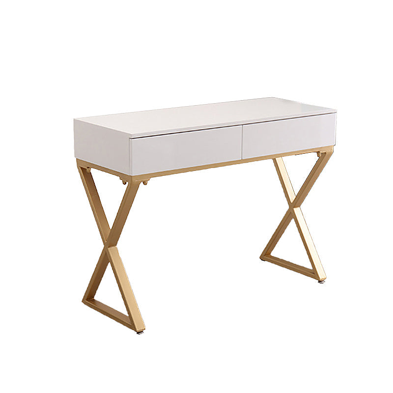 Contatore per trucco bianco brillante 15,74 "tavoli da vanità larghi con 2 cassetti
