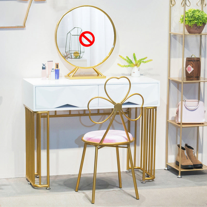 15,74 "Countes de maquillage en or blanc de large tables de vanité glam avec des tiroirs