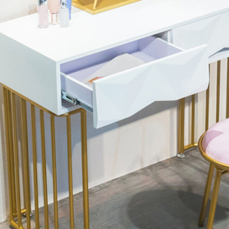 15,74 "Countes de maquillage en or blanc de large tables de vanité glam avec des tiroirs