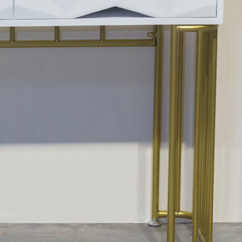 15,74 "Countes de maquillage en or blanc de large tables de vanité glam avec des tiroirs