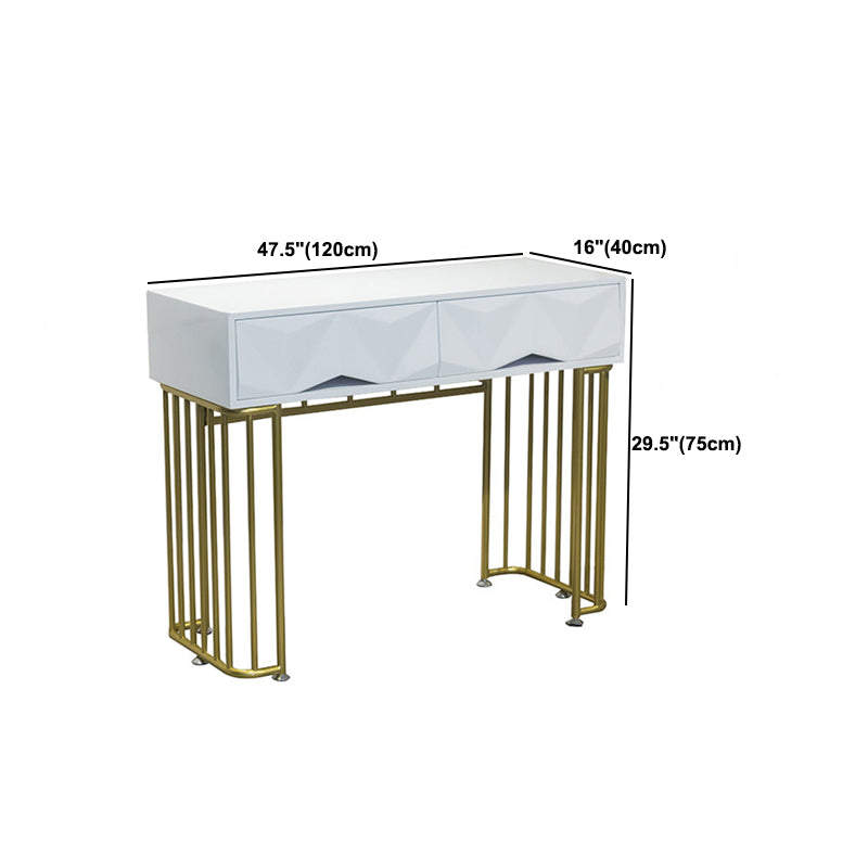 15,74 "Countes de maquillage en or blanc de large tables de vanité glam avec des tiroirs
