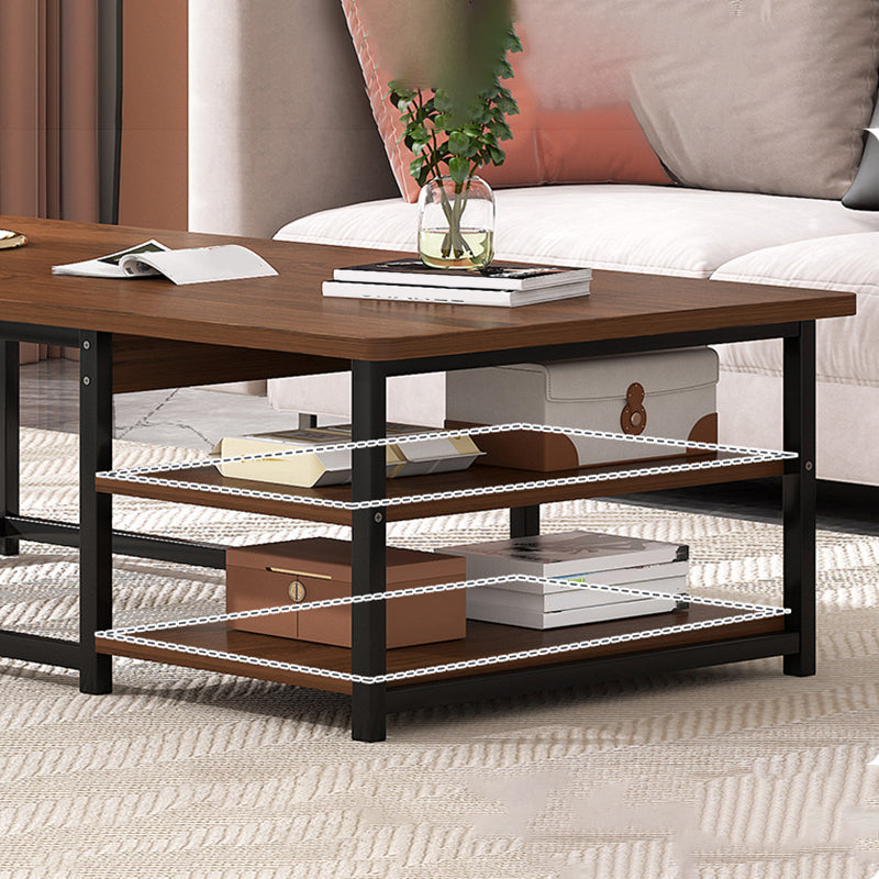 Tavolo da cocktail di caffè rettangolare moderno con scaffali di stoccaggio