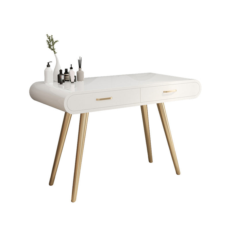 White Gold Makeup Counter with Drawer 15.74" Wide Glam Vanity Tables for Bedroom Makeup Vanity Clearhalo 'Bedroom Furniture' 'furn' 'furn_makeup_vanities' 'Furniture' 'Makeup Vanities' 'makeup_vanities' 6049116