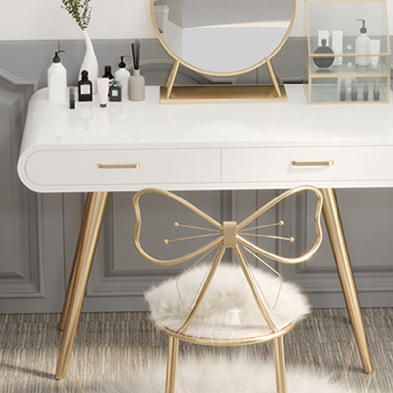 White Gold Makeup Counter with Drawer 15.74" Wide Glam Vanity Tables for Bedroom Clearhalo 'Bedroom Furniture' 'furn' 'furn_makeup_vanities' 'Furniture' 'Makeup Vanities' 'makeup_vanities' 6049118