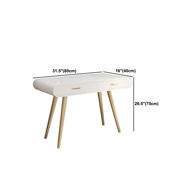 White Gold Makeup Counter with Drawer 15.74" Wide Glam Vanity Tables for Bedroom Clearhalo 'Bedroom Furniture' 'furn' 'furn_makeup_vanities' 'Furniture' 'Makeup Vanities' 'makeup_vanities' 6049123