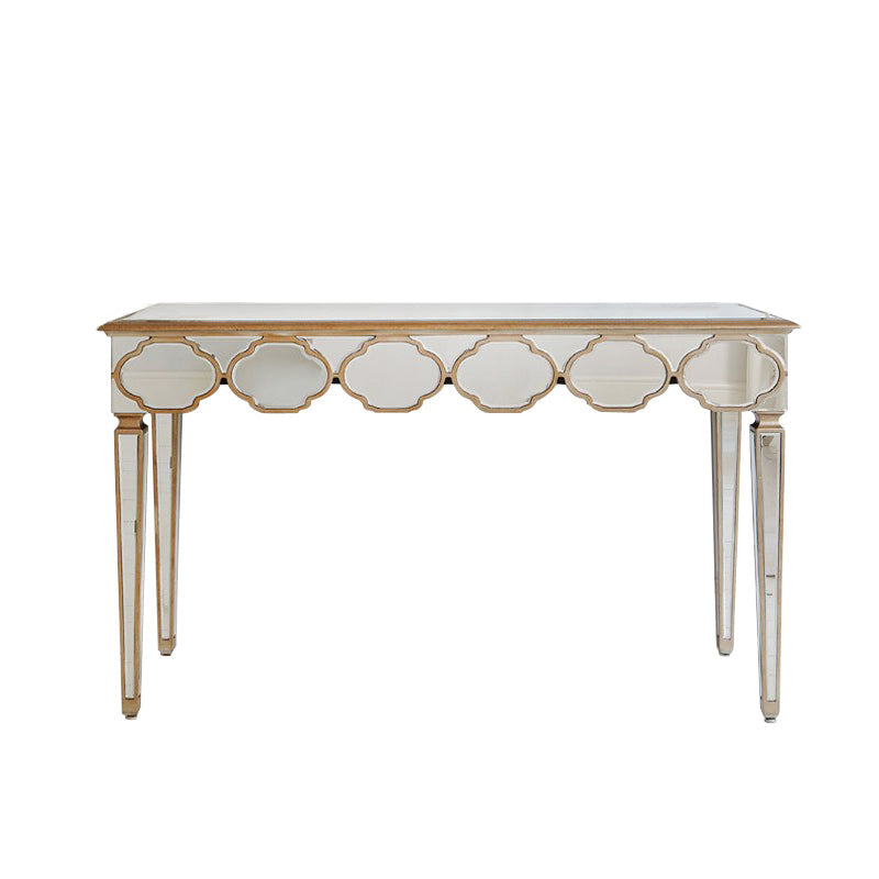 Contador de maquillaje Sliver 16.53 "Mesas de tocador de espejo ancho con pierna de madera sólida