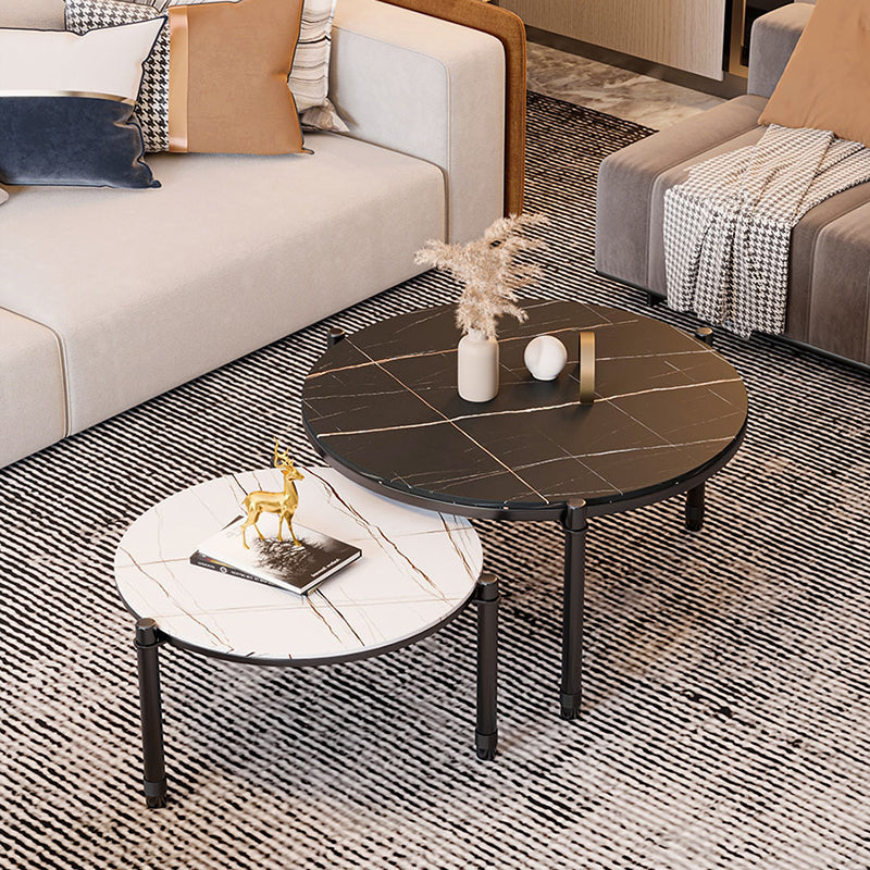 Set di tavolini in 2 pezzi Lussuoso tavolo da cocktail a 3 gambe ardesia rotonda