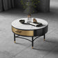17.7" H Round Slate Coffee Table 4 Legs Cocktail Table with Drawer 31.5"L x 31.5"W x 17.7"H Clearhalo 'Coffee & Accent Tables' 'Coffee Tables' 'coffee_tables' 'furn' 'furn_coffee_tables' 'Furniture' 'Living Room Furniture' 6049211