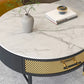 17.7" H Round Slate Coffee Table 4 Legs Cocktail Table with Drawer Clearhalo 'Coffee & Accent Tables' 'Coffee Tables' 'coffee_tables' 'furn' 'furn_coffee_tables' 'Furniture' 'Living Room Furniture' 6049218