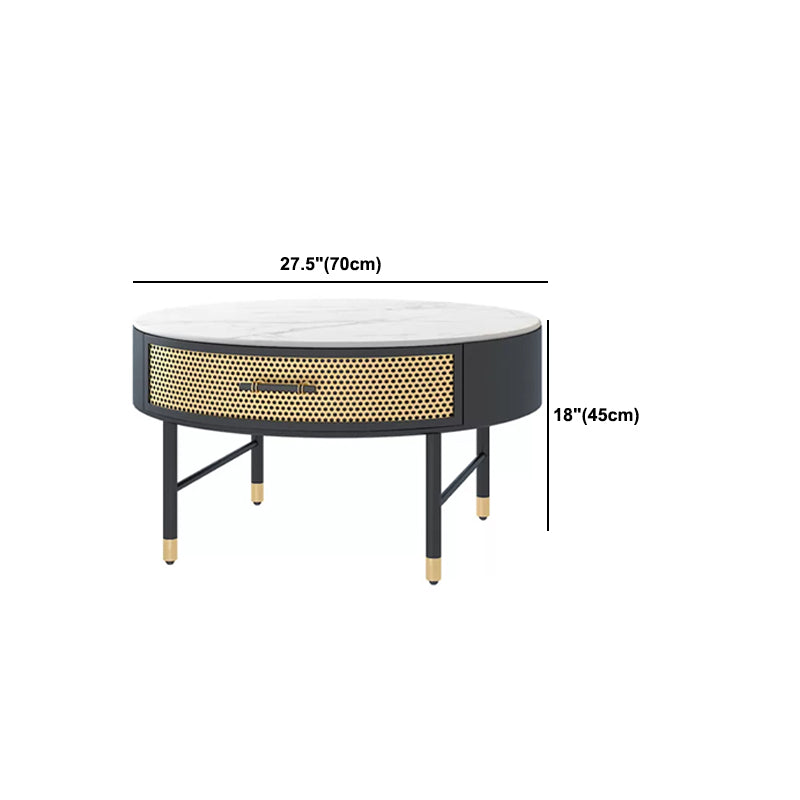 17.7" H Round Slate Coffee Table 4 Legs Cocktail Table with Drawer Clearhalo 'Coffee & Accent Tables' 'Coffee Tables' 'coffee_tables' 'furn' 'furn_coffee_tables' 'Furniture' 'Living Room Furniture' 6049222