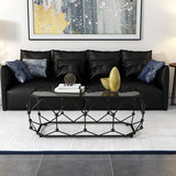 Modern Frame Coffee Cocktail Table Rectangular Glass Top Coffee Table Clearhalo 'Coffee & Accent Tables' 'Coffee Tables' 'coffee_tables' 'furn' 'furn_coffee_tables' 'Furniture' 'Living Room Furniture' 6049240