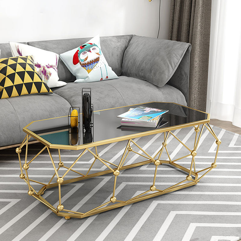 Modern Frame Coffee Cocktail Table Rectangular Glass Top Coffee Table Clearhalo 'Coffee & Accent Tables' 'Coffee Tables' 'coffee_tables' 'furn' 'furn_coffee_tables' 'Furniture' 'Living Room Furniture' 6049241