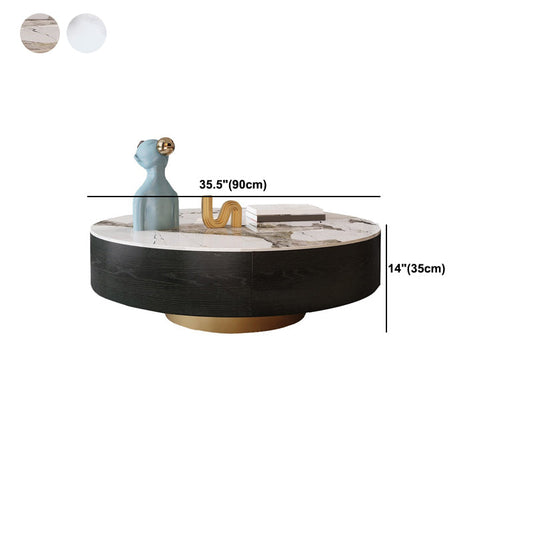 Lussuoso tavolo da cocktail rotondo in pietra con cassetto