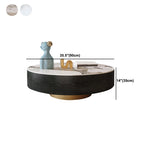Luxurious Stone Round Coffee Cocktail Table with Storage Drawer