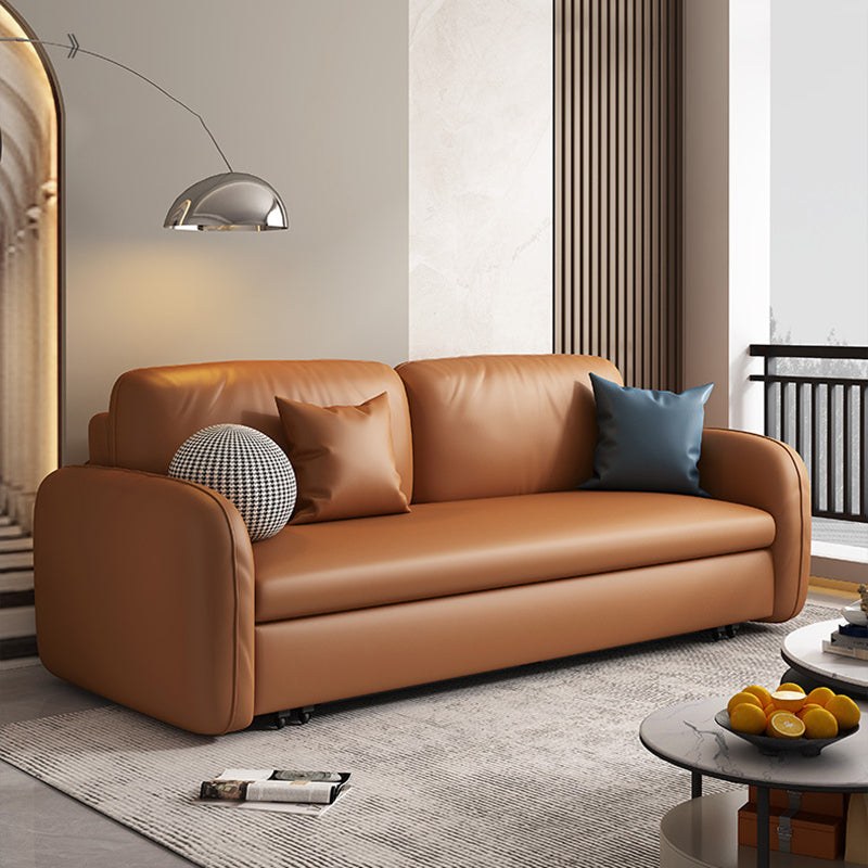 37.4" H Contemporary Faux Leather Square Arm Sofa Bed for Living Room 83"L x 37"W x 37"H Latex Clearhalo 'furn' 'furn_sofas' 'Furniture' 'Living Room Furniture' 'Sofa' 'sofas' 6049274