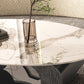 Elliptical Stone Glam Abstrakter Kaffee-Cocktailtisch mit Bodenregal