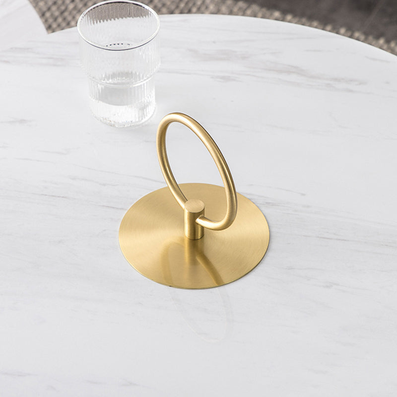 Glam Stone Top Coffee Table Pedestal Round Cocktail Table in White Clearhalo 'Coffee & Accent Tables' 'Coffee Tables' 'coffee_tables' 'furn' 'furn_coffee_tables' 'Furniture' 'Living Room Furniture' 6049320