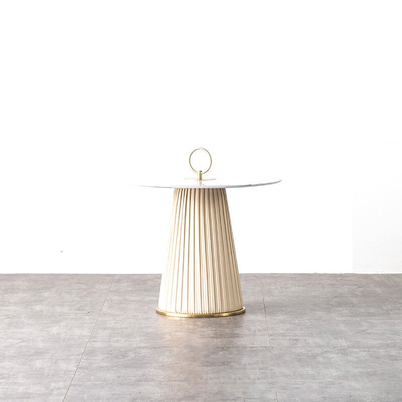 Glam Stone Top Coffee Table Pedestal Round Cocktail Table in White Clearhalo 'Coffee & Accent Tables' 'Coffee Tables' 'coffee_tables' 'furn' 'furn_coffee_tables' 'Furniture' 'Living Room Furniture' 6049322