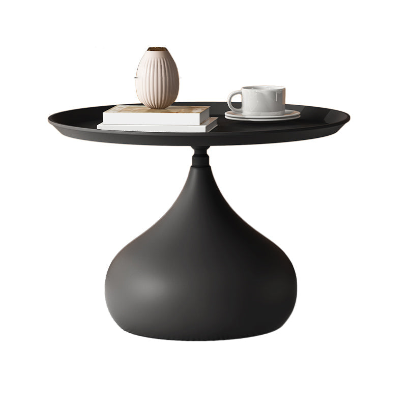 Mid-Century Modern Round Iron Coffee Table Set with Tray Top