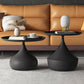 Mid-Century Modern Round Iron Coffee Table Set with Tray Top
