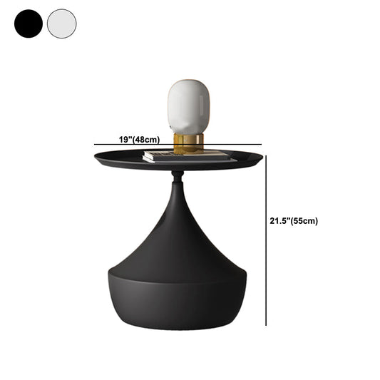 Mid-Century Modern Round Iron Coffee Table Set with Tray Top