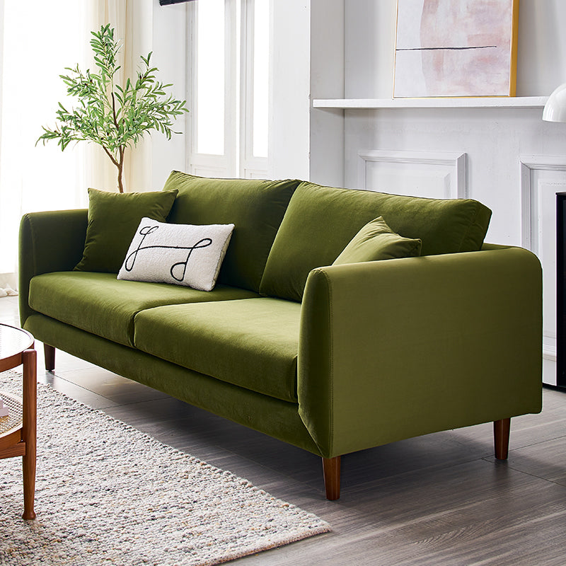 33.46 "H Sofá de brazo cuadrado de terciopelo contemporáneo con almohadas para sala de estar