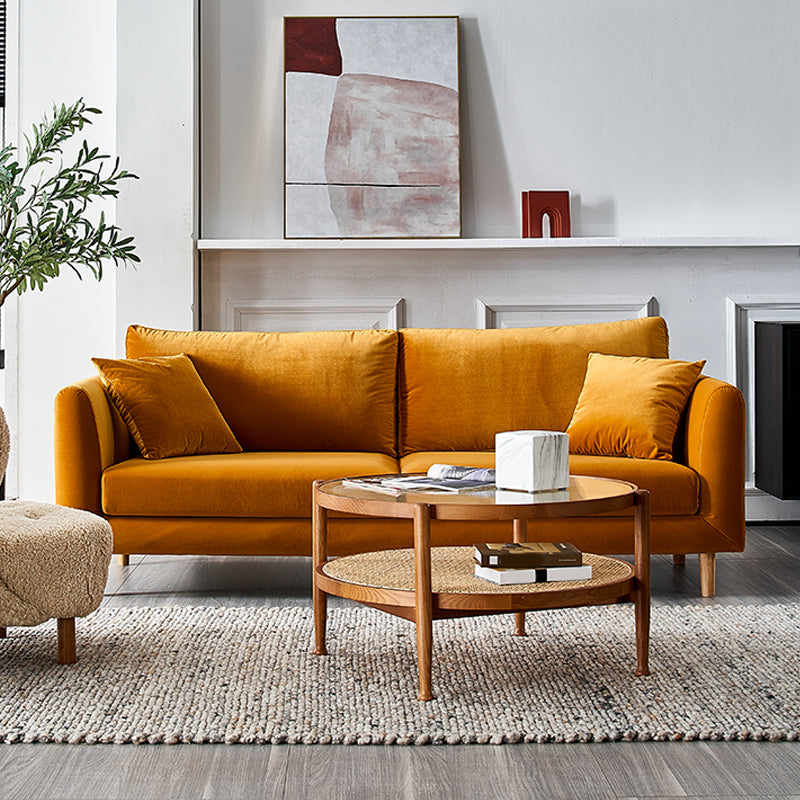 33.46 "H Sofá de brazo cuadrado de terciopelo contemporáneo con almohadas para sala de estar