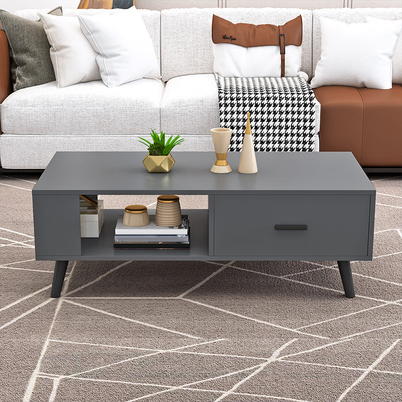 1 table basse à 4 pieds incluse, table de cocktail moderne en bois avec tiroir