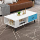 1 table basse à 4 pieds incluse, table de cocktail moderne en bois avec tiroir