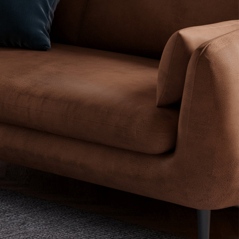 Contemporary 31.5" H Faux Leather Pillow Top Arm Sofa for Living Room