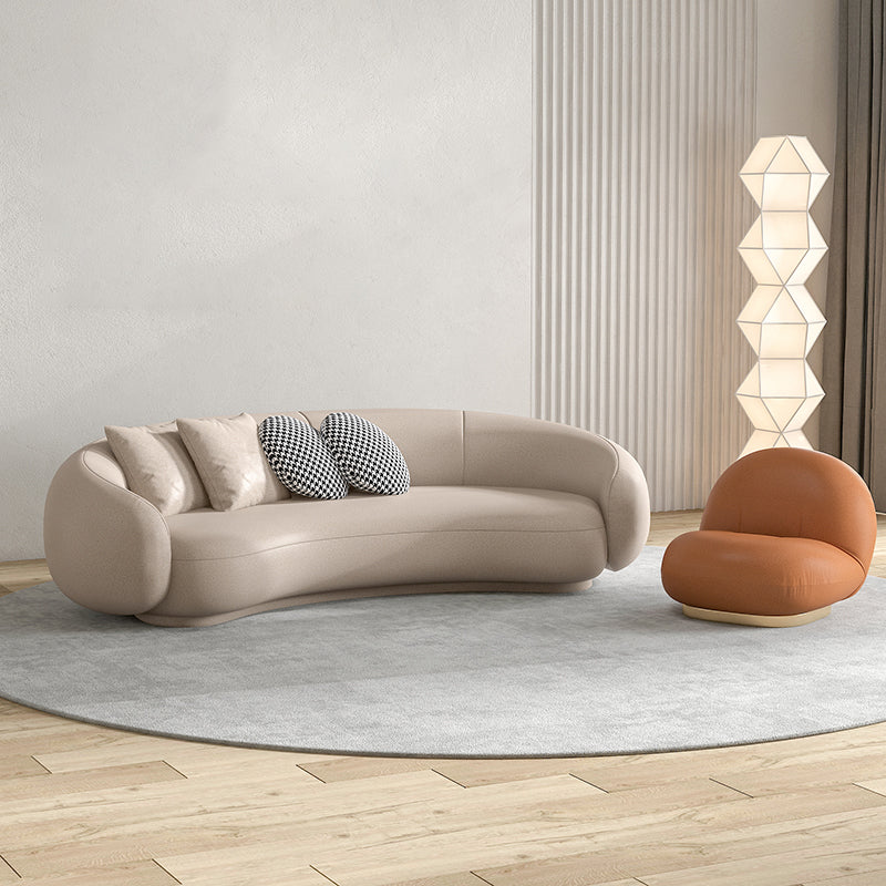 25.6" H Contemporary Faux Leather Curved Sofa for Living Room Clearhalo 'furn' 'furn_sofas' 'Furniture' 'Living Room Furniture' 'Sofa' 'sofas' 6049450