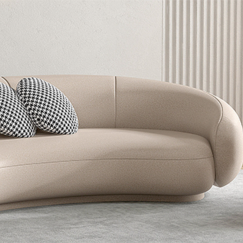 25.6" H Contemporary Faux Leather Curved Sofa for Living Room Clearhalo 'furn' 'furn_sofas' 'Furniture' 'Living Room Furniture' 'Sofa' 'sofas' 6049456