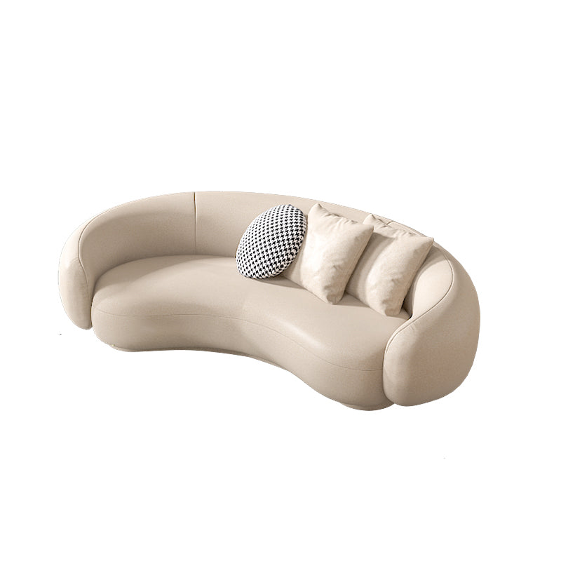 25.6" H Contemporary Faux Leather Curved Sofa for Living Room 71"L x 33.5"W x 26"H Clearhalo 'furn' 'furn_sofas' 'Furniture' 'Living Room Furniture' 'Sofa' 'sofas' 6049458