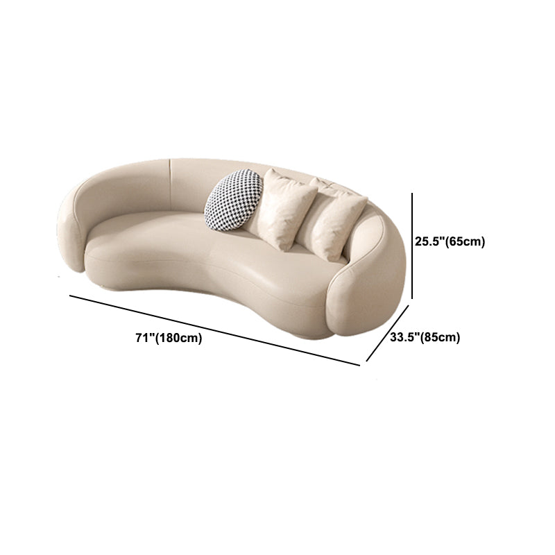 25.6" H Contemporary Faux Leather Curved Sofa for Living Room Clearhalo 'furn' 'furn_sofas' 'Furniture' 'Living Room Furniture' 'Sofa' 'sofas' 6049459