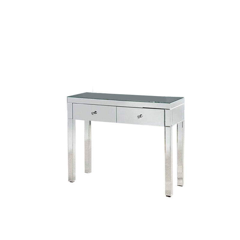 Glass Vanity Set with Tri-Fold 13.77" Wide Make-up Vanity with 2 Storage Drawers Clearhalo 'Bedroom Furniture' 'furn' 'furn_makeup_vanities' 'Furniture' 'Makeup Vanities' 'makeup_vanities' 6049525