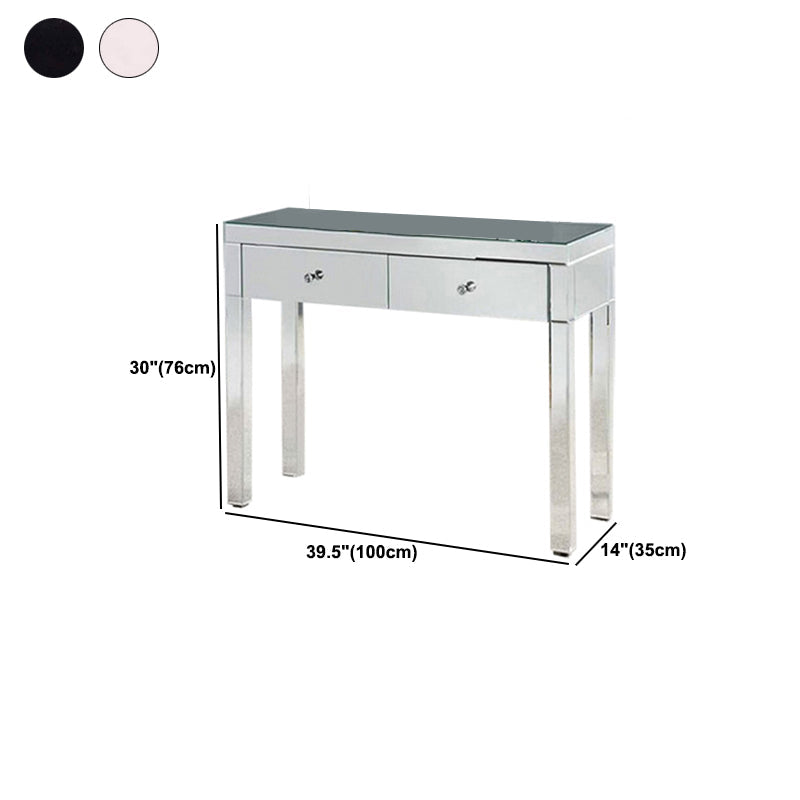 Glass Vanity Set with Tri-Fold 13.77" Wide Make-up Vanity with 2 Storage Drawers Clearhalo 'Bedroom Furniture' 'furn' 'furn_makeup_vanities' 'Furniture' 'Makeup Vanities' 'makeup_vanities' 6049531