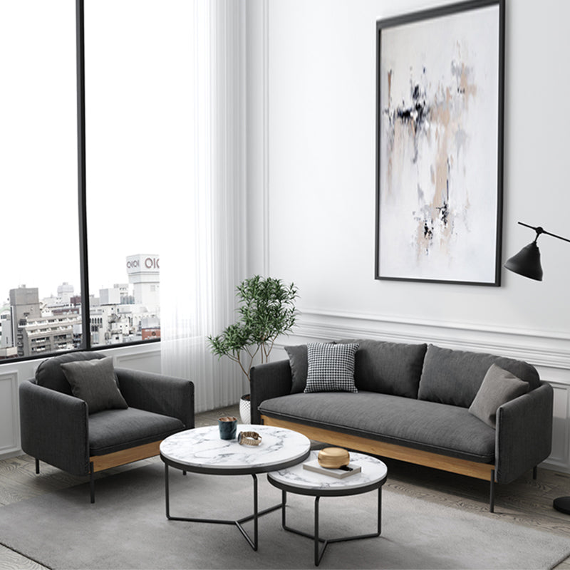 31,5 "h divano a braccio quadrato di biancheria solida contemporanea per soggiorno