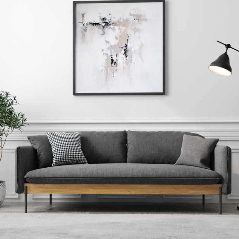 31,5 "h divano a braccio quadrato di biancheria solida contemporanea per soggiorno