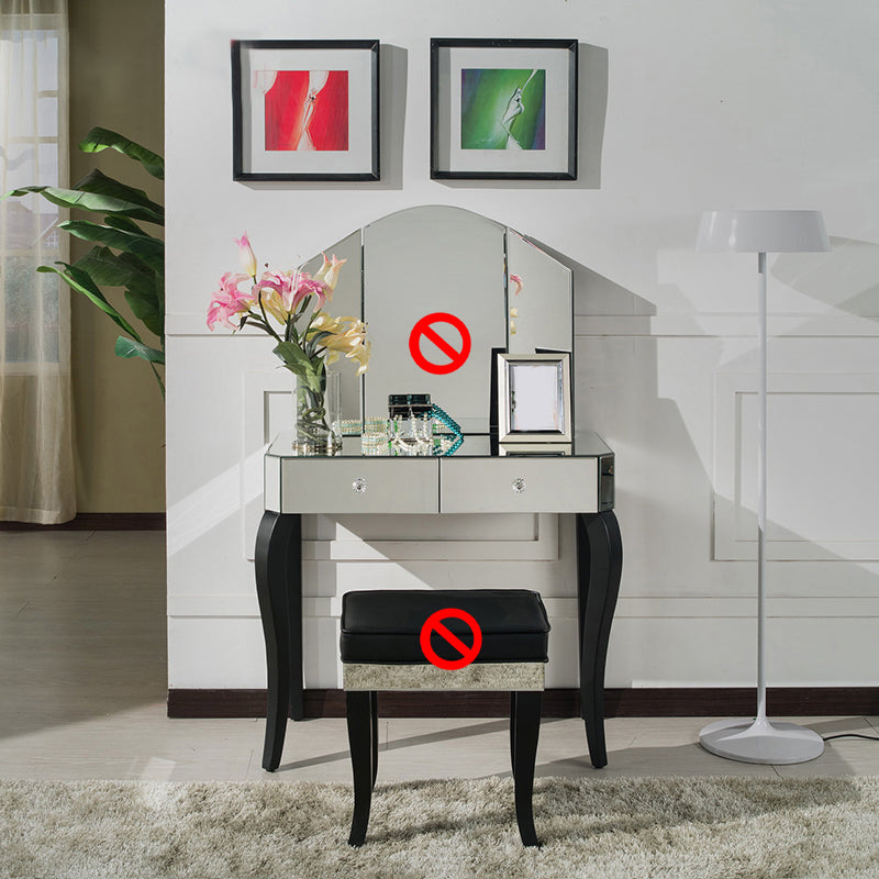 15.74 "brede ijdelheidsset met tri-voudige make-up ijdelheid van glas met laden