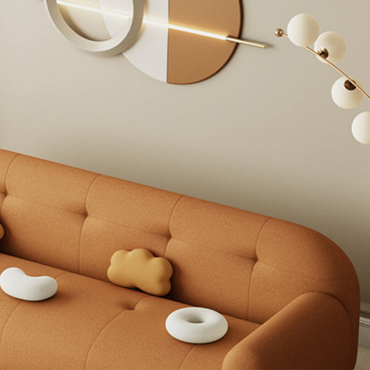 27,5 "H zeitgenössische Weiß/ Orange -Kunstleder Tufted Square Arm Sofa