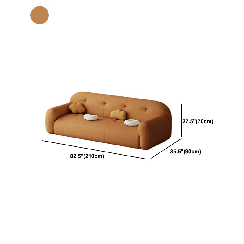 27.5" H Contemporary White/ Orange Faux Leather Tufted Square Arm Sofa