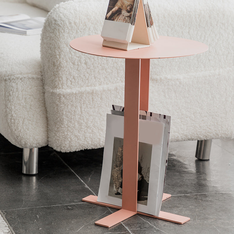 19.7" Tall Pedestal End Table Mid-Century Metal Round Side End Table Clearhalo 'Coffee & Accent Tables' 'End & Side Tables' 'end_side_tables' 'furn' 'furn_end_side_tables' 'Furniture' 'Living Room Furniture' 6049657