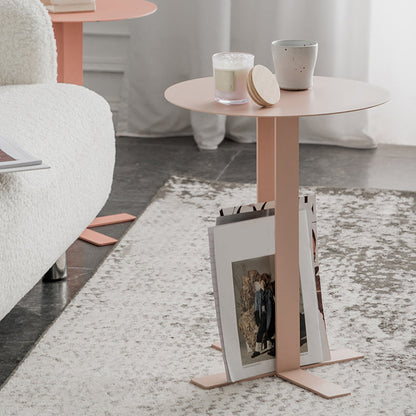 19.7" Tall Pedestal End Table Mid-Century Metal Round Side End Table Light Pink 1 Clearhalo 'Coffee & Accent Tables' 'End & Side Tables' 'end_side_tables' 'furn' 'furn_end_side_tables' 'Furniture' 'Living Room Furniture' 6049665