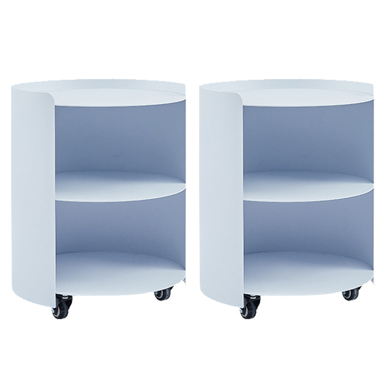 Mid-Century Round Side End Table Metal End Slide Table with Shelf White 2 Clearhalo 'Coffee & Accent Tables' 'End & Side Tables' 'end_side_tables' 'furn' 'furn_end_side_tables' 'Furniture' 'Living Room Furniture' 6049719