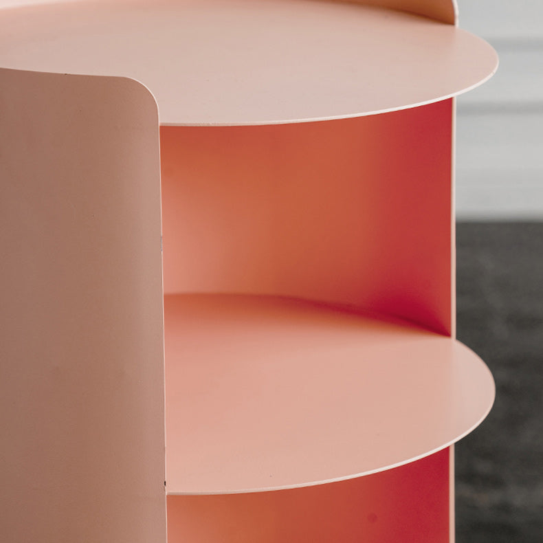 Mid-Century Round Side End Table Metal End Slide Table with Shelf Clearhalo 'Coffee & Accent Tables' 'End & Side Tables' 'end_side_tables' 'furn' 'furn_end_side_tables' 'Furniture' 'Living Room Furniture' 6049727