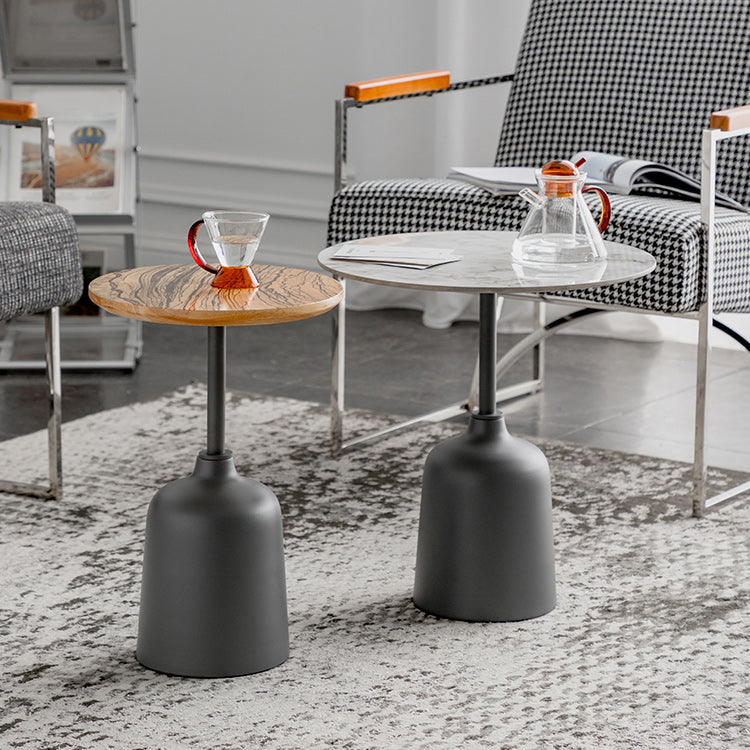 Modernistic Pedestal End Table Slate/Wood Top Round Corner Table Clearhalo 'Coffee & Accent Tables' 'End & Side Tables' 'end_side_tables' 'furn' 'furn_end_side_tables' 'Furniture' 'Living Room Furniture' 6049738