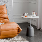 Modernistic Pedestal End Table Slate/Wood Top Round Corner Table Clearhalo 'Coffee & Accent Tables' 'End & Side Tables' 'end_side_tables' 'furn' 'furn_end_side_tables' 'Furniture' 'Living Room Furniture' 6049741