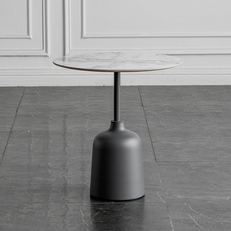 Modernistic Pedestal End Table Slate/Wood Top Round Corner Table Stone 1 Clearhalo 'Coffee & Accent Tables' 'End & Side Tables' 'end_side_tables' 'furn' 'furn_end_side_tables' 'Furniture' 'Living Room Furniture' 6049753